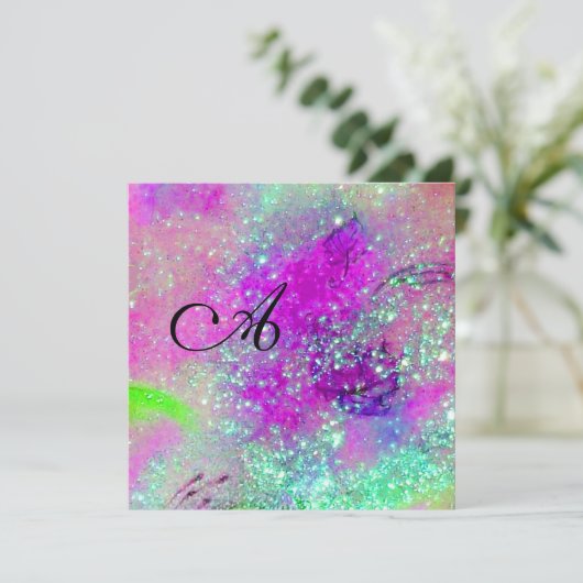 TUIN VAN DE VERLOREN SCHADUWEN -monogram, paarsbla Aankondiging (Staand voorkant)