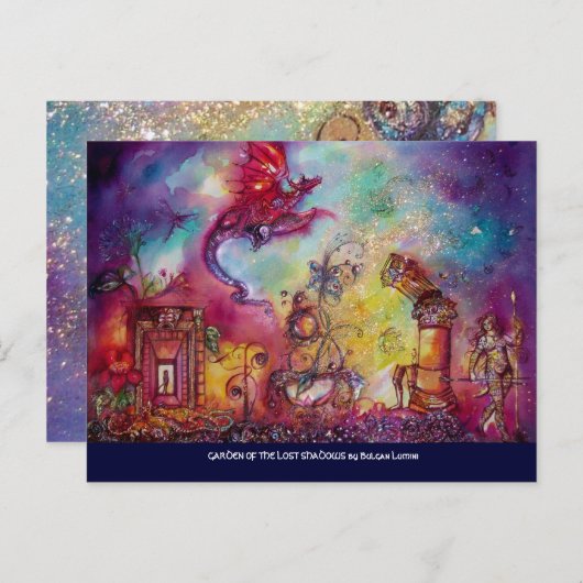 TUIN VAN DE VERLOREN SCHADUWEN ,VLIEGENDE RODE DRA BRIEFKAART (Voorkant / Achterkant)