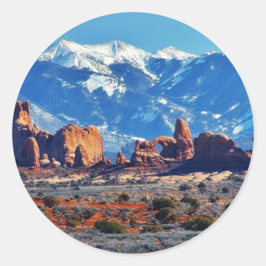 Tuin van Eden in Arches National Park Ronde Sticker (Voorkant)