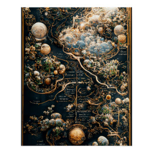 Tuin van Eden Kaart, Hemel Kaart Cartografie Perfect Poster