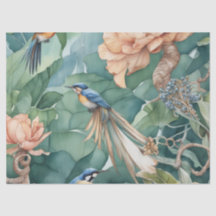 Tuin van Eden met vogels en bloemen Decoupage Pa
