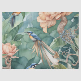 Tuin van Eden met vogels en bloemen Decoupage Pa Tissuepapier