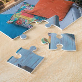 Tuin van een restaurant in Alacati, Izmir, Turkije Legpuzzel (Zijkant)