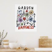 Tuin van Geluk – Paris Bloemenschets Poster (Keuken)