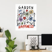 Tuin van Geluk – Paris Bloemenschets Poster (Thuiskantoor)
