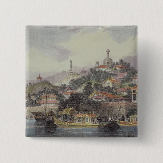 Tuin van het keizerpaleis, Peking, uit China Vierkante Button 5,1 Cm (Voorkant)