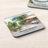 Tuin van het landhuis in York, aquarel Bier Onderzetter (Linkerzijde)