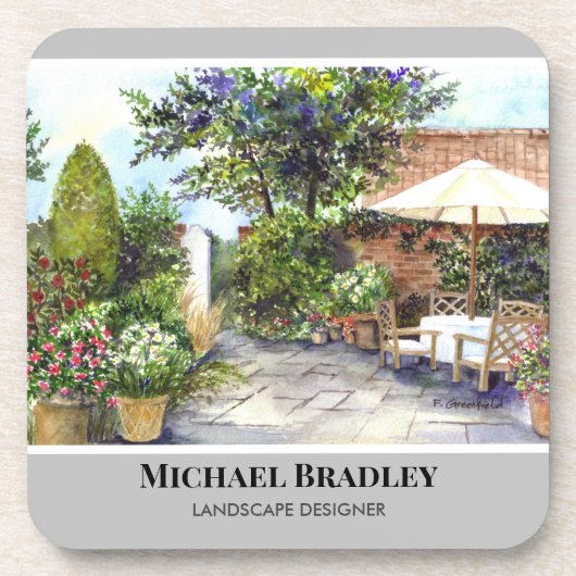 Tuin van het landhuis in York, aquarel Bier Onderzetter (Voorkant)