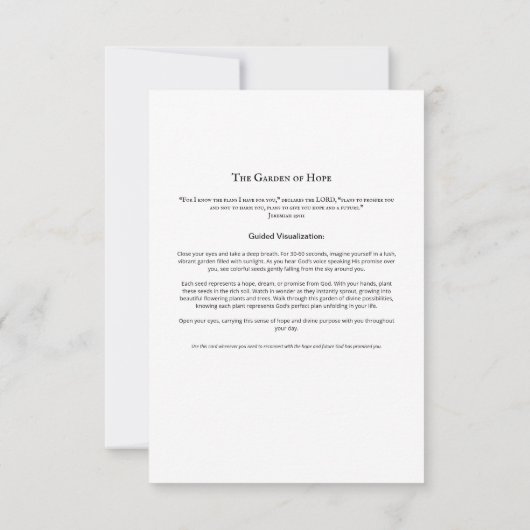 Tuin van Hoop Meditatie Kaart | Christelijke scrip (Achterkant)
