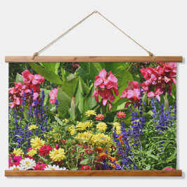 Tuin van kleurrijke zomerbloei hangend wandkleed