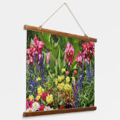 Tuin van kleurrijke zomerbloei hangend wandkleed (Gebogen)