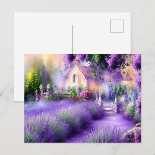 Tuin van Lavender Romantic Art Briefkaart (Voorkant / Achterkant)