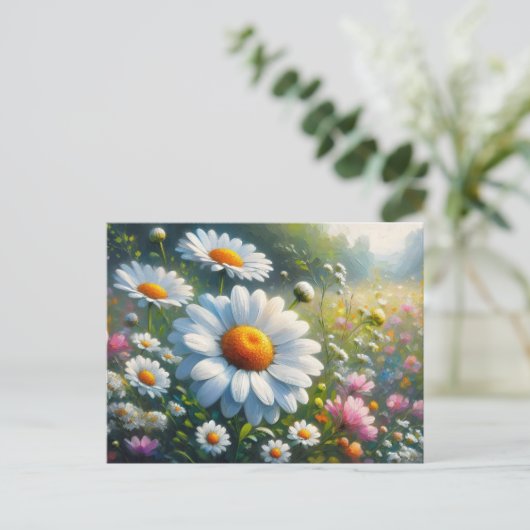 Tuin van madeliefjes briefkaart (Staand voorkant)