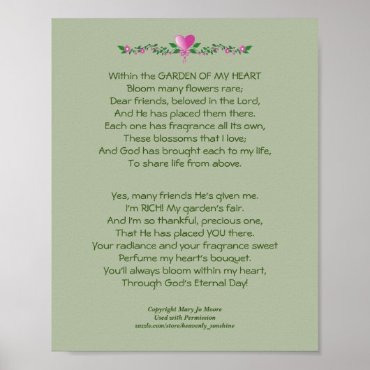 Tuin van mijn Heart Poem-Poster Poster (Voorkant)