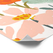 tuin van mooie handgetekende bloemen in roze, of poster (Hoek)