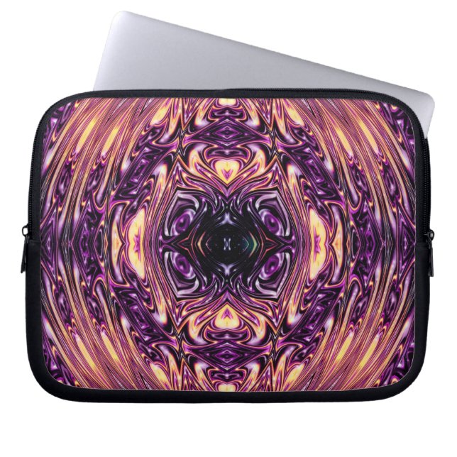 Tuin van paarse bloemen op zonlichtfractal laptop sleeve (Voorkant)