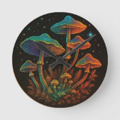 Tuin van paddenstoelen - Cosmic Fungi Fantasy Ronde Klok (Voorkant)
