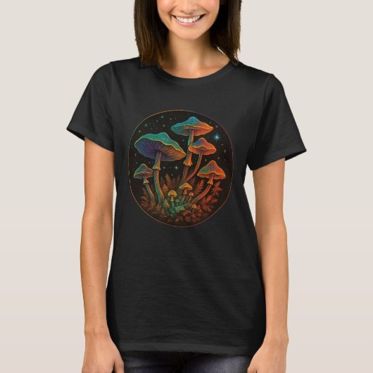Tuin van paddenstoelen - Cosmic Fungi Fantasy T-shirt (Voorkant)