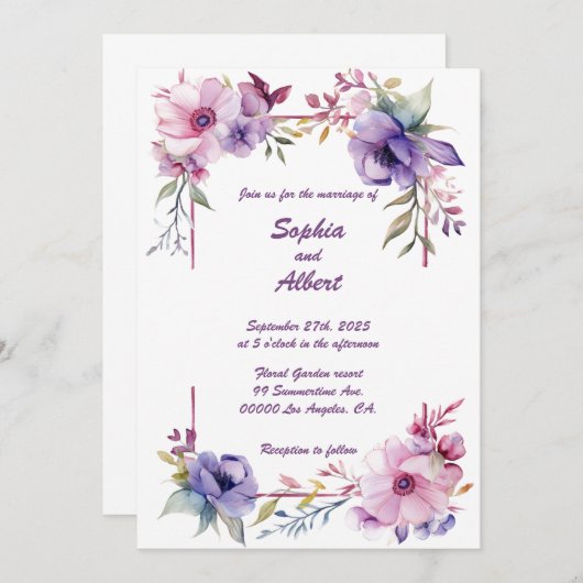 Tuin van Romance: bruiloft uitnodiging (Voorkant / Achterkant)