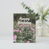 Tuin van roze Roses Birthday Wishes Briefkaart (Staand voorkant)