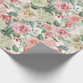 Tuin van roze Rozen Wis Afbeelding Cadeaupapier (Hoek)