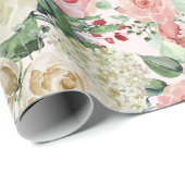 Tuin van roze Rozen Wis Afbeelding Cadeaupapier (Rol Hoek)