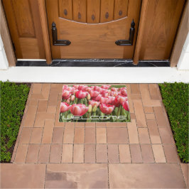 Tuin van Roze Tulips Floral Welcome Deurmat