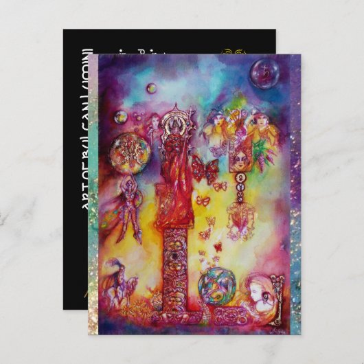 TUIN VAN VERLOREN SCHADUWTJES FAIRIES,VLINDERS roz Uitnodiging Briefkaart (Voorkant / Achterkant)