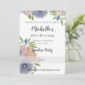 Tuin Verjaardagsfeest Watercolor Bloemen Uitnodigi Kaart (Staand voorkant)