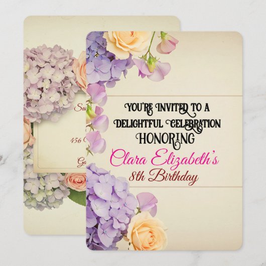 tuin verjaardagsuitnodiging kaart (Voorkant / Achterkant)