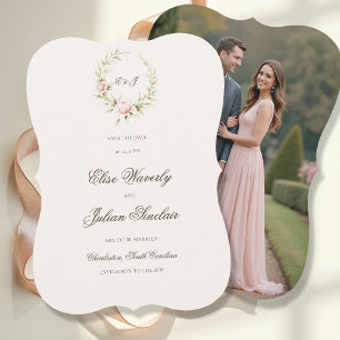 Tuin Vintage Ethische Roze Bloemige Foto Bruiloft Save The Date
