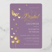 Tuin Vlinder Wildbloemen Lila Vrijgezellenfeest Folie Uitnodiging (Voorkant)