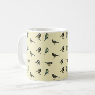 Tuin vogels patroon op beige koffiemok