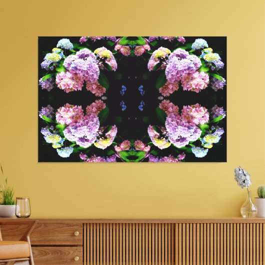 Tuin voor brandkranen, roze, blauw, paarse bloem canvas afdruk (Insitu (Woonkamer))