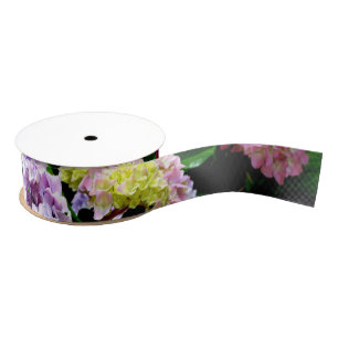 Tuin voor brandkranen, roze, blauw, paarse bloem grosgrain lint