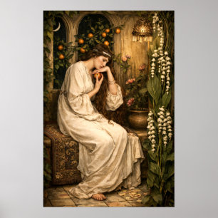Tuin Vrouw 's Nachts Poster