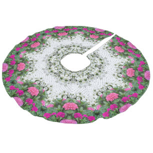 Tuin Water Fontein Roze Bloemen Mandala Design Imitatie Linnen Kerstboom Kleed