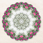 Tuin Water Fontein Roze Bloemen Mandala Design Kartonnen Onderzetters (Voorkant)