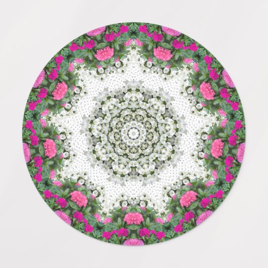 Tuin Water Fontein Roze Bloemen Mandala Design Labels (Design 2)