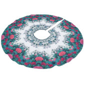 Tuin Waterfontein Rode bloemen Mandala Design Imitatie Linnen Kerstboom Kleed (Gekanteld)