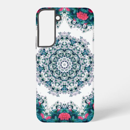 Tuin Waterfontein Rode bloemen Mandala Design Samsung Galaxy Hoesje (Achterkant)