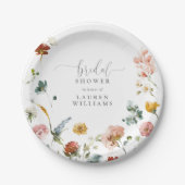 Tuin Waterverf Bloemen Blush Roze Vrijgezellenfees Papieren Bordje (Voorkant)