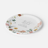 Tuin Waterverf Bloemen Blush Roze Vrijgezellenfees Papieren Bordje (Gekanteld)