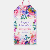 Tuin Waterverf Bloemen elke leeftijd Happy Birthda Cadeaulabel (Achterkant)