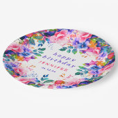 Tuin Waterverf Bloemen elke leeftijd Happy Birthda Papieren Bordje (Gekanteld)