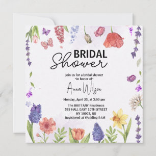 Tuin waterverf bloemenwilde bloem vrijgezellenfees kaart