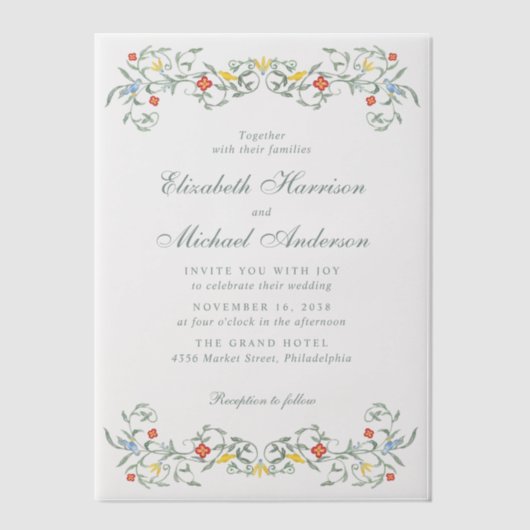  tuin Waterverf bruiloft Vellum Uitnodigingen (Voorkant)