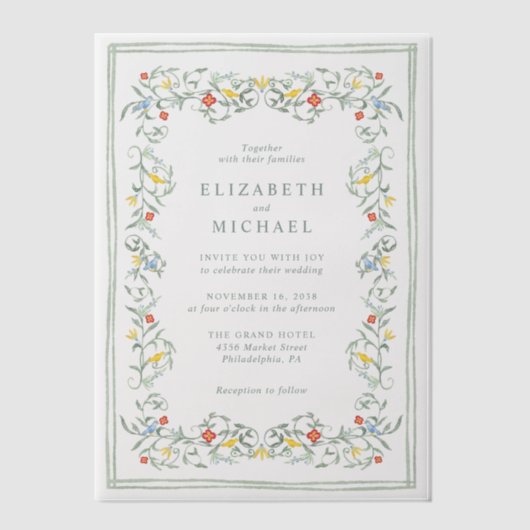  tuin Waterverf bruiloft Vellum Uitnodigingen (Voorkant)