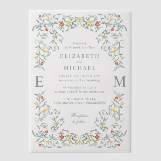  tuin Waterverf bruiloft Vellum Uitnodigingen (Voorkant)