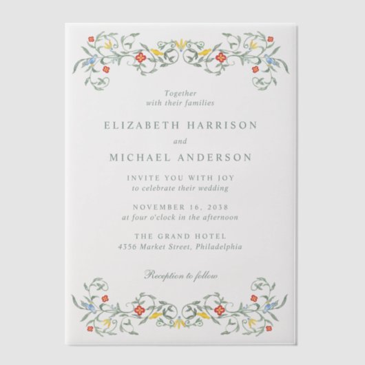  tuin Waterverf bruiloft Vellum Uitnodigingen (Voorkant)